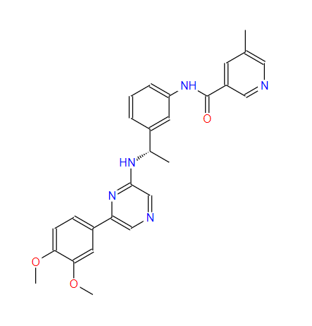 (S)-N-(3-(1-((6-(3,4-二甲氧基苯基)吡嗪-2-基)氨基)乙基)苯基)-5-甲基煙酰胺,3-Pyridinecarboxamide, N-[3-[(1S)-1-[[6-(3,4-dimethoxyphenyl)-2-pyrazinyl]amino]ethyl]phenyl]-5-methyl-