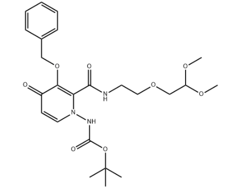 N-[2-[[[[2-(2,2-二甲氧基乙氧基)乙基]氨基]羰基]-4-氧代-3-(苯基甲氧基)-1(4H)-吡啶基]-氨基甲酸1,1-二甲基乙基酯,N-[2-[[[2-(2,2-dimethoxyethoxy)ethyl]amino]carbonyl]-4-oxo-3-(phenylmethoxy)-1(4H)-pyridinyl]-Carbamic acid 1,1-dimethylethyl ester