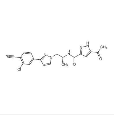 (S)-5-乙酰基-N-(1-(3-(3-氯-3-氰基苯基)-1H-吡唑-1-基)丙烷-2-基)-1H-吡唑-3-羧酰胺,(S)-5-acetyl-N-(1-(3-(3-chloro-4-cyanophenyl)-1H-pyrazol-1-yl)propan-2-yl)-1H-pyrazole-3-carboxamide