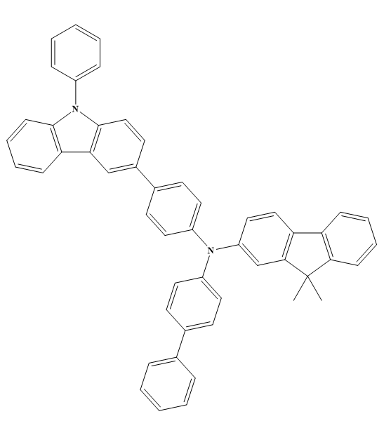 N-[1,1′-联苯]-4-基-9,9-二甲基-N-[4-(9-苯基-9H-咔唑-3-基)苯基]-9H-芴-2-胺,N-[1,1′-biphenyl]-4-yl-9,9-dimethyl-N-[4-(9-phenyl-9H-carbazol-3-yl)phenyl]-9H-fluorene-2-amine