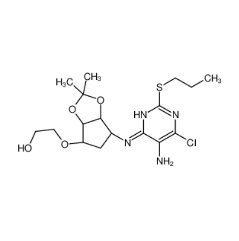 2-(3AR,4S,6R,6AS)-6-(5-胺基-6-氯-2-丙硫基-4-嘧啶基)氨基四氢-2,2-二甲基-4H-环戊烯并-1,3-二氧杂环戊烷-4-基]氧]-乙醇,Ethanol, 2-[[(3aR,4S,6R,6aS)-6-[[5-aMino-6-chloro-2-(propylthio)-4-pyriMidinyl]aMino]tetrahydro-2,2-diMethyl-4H-cyclopenta-1,3-dioxol-4-yl]oxy]-