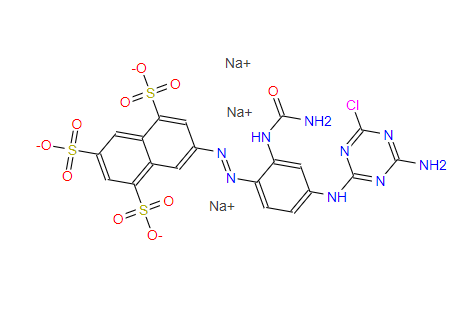 活性金黄 K-2RA,trisodium 7-[[2-[(aminocarbonyl)amino]-4-[(4-amino-6-chloro-1,3,5-triazin-2-yl)amino]phenyl]azo]naphthalene-1,3,5-trisulphonate