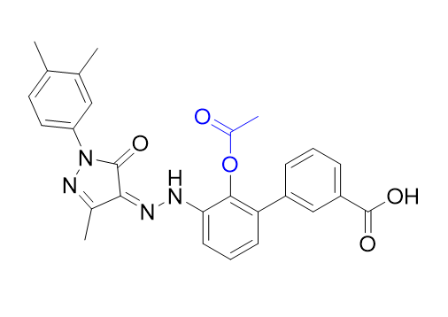 艾曲泊帕乙醇胺雜質(zhì)26,(Z)-2'-acetoxy-3'-(2-(1-(3,4-dimethylphenyl)-3-methyl-5-oxo-1H-pyrazol-4(5H)-ylidene)hydrazinyl)-[1,1'-biphenyl]-3-carboxylic acid