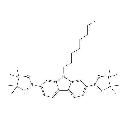 9-辛基-2,7-双(硼酸频哪醇酯)-9H-咔唑,9-Octyl-2,7-bis(4,4,5,5-tetramethyl-1,3,2-dioxaborolan-2-yl)-9H-carbazole