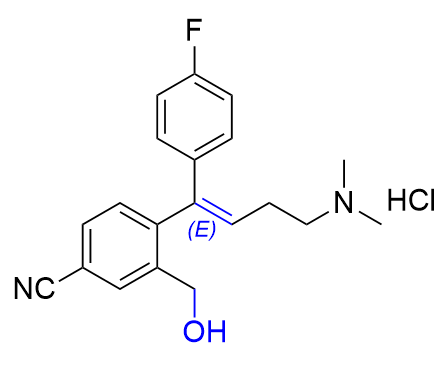 艾司西酞普兰杂质17,(E)-4-(4-(dimethylamino)-1-(4-fluorophenyl)but-1-en-1-yl)-3- (hydroxymethyl)benzonitrile hydrochloride