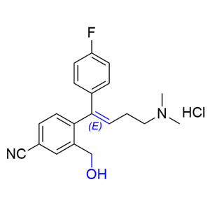 艾司西酞普兰杂质17,(E)-4-(4-(dimethylamino)-1-(4-fluorophenyl)but-1-en-1-yl)-3- (hydroxymethyl)benzonitrile hydrochloride