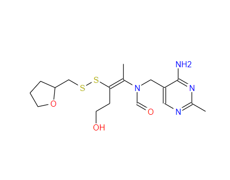 呋喃硫胺,N-[(4-amino-2-methylpyrimidin-5-yl)methyl]-N-[(E)-5-hydroxy-3-(oxolan-2-ylmethyldisulfanyl)pent-2-en-2-yl]formamide