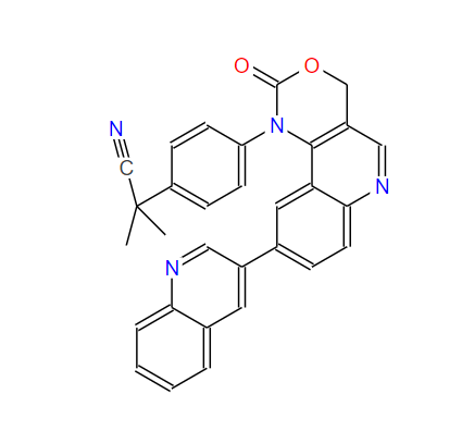 alpha,alpha-二甲基-4-[2-氧代-9-(3-喹啉基)-2H-[1,3]恶嗪并[5,4-c]喹啉-1(4H)-基]-苯乙腈,2-methyl-2-[4-(2-oxo-9-quinolin-3-yl-4H-[1,3]oxazino[5,4-c]quinolin-1-yl)phenyl]propanenitrile