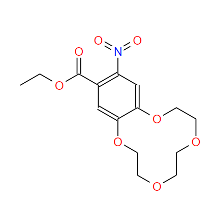 6-硝基-3,4-(苯并-12-冠-4)苯甲酸乙酯,Ethyl 2,3,5,6,8,9-hexahydro-13-nitro-1,4,7,10-benzotetraoxacyclododecin-12-carboxylate