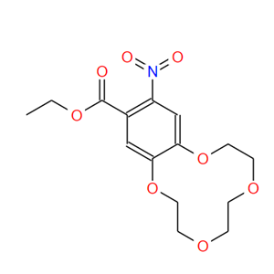 6-硝基-3,4-(苯并-12-冠-4)苯甲酸乙酯,Ethyl 2,3,5,6,8,9-hexahydro-13-nitro-1,4,7,10-benzotetraoxacyclododecin-12-carboxylate