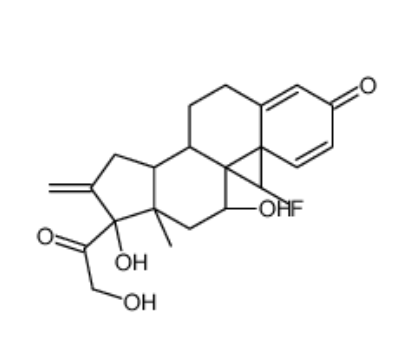 氟潑尼定,(8S,9R,10S,11S,13S,14S,17R)-9-fluoro-11,17-dihydroxy-17-(2-hydroxyacetyl)-10,13-dimethyl-16-methylidene-7,8,11,12,14,15-hexahydro-6H-cyclopenta[a]phenanthren-3-one