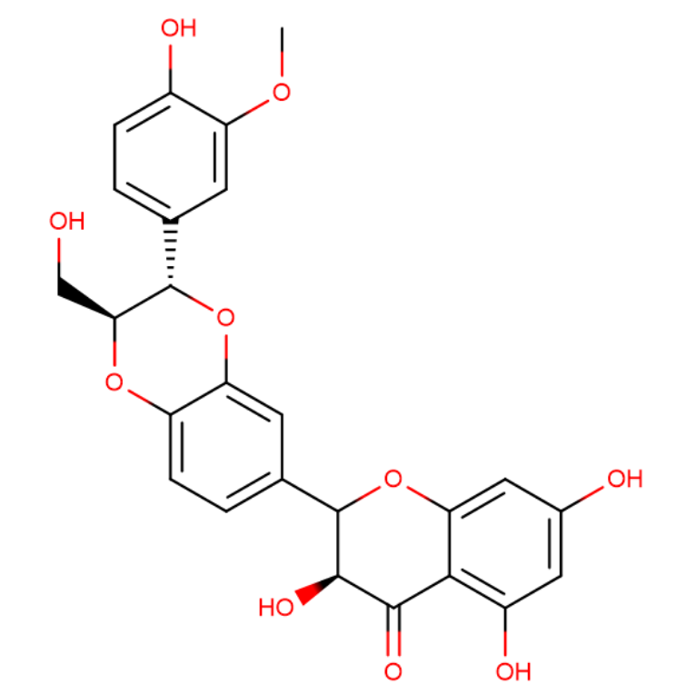 (2R,3R)-3,5,7-三羟基-2-((2R,3R)-3-(4-羟基-3-甲氧基苯基)-2-(羟甲基)-2,3-二氢苯并[b] [1,4]二氧杂环己烯-6-基)苯并二氢吡喃-4-酮,(2R,3R)-3,5,7-Trihydroxy-2-((2R,3R)-3-(4-hydroxy-3-methoxyphenyl)-2-(hydroxymethyl)-2,3-dihydrobenzo[b][1,4]dioxin-6-yl)chroman-4-one