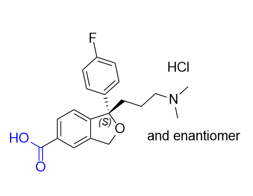艾司西酞普兰杂质12,(1RS)-1-[3-(dimethylamino)propyl]-1-(4-fluorophenyl)-1,3-dihydro- 2-benzofuran-5-carboxylic acid hydrochloride
