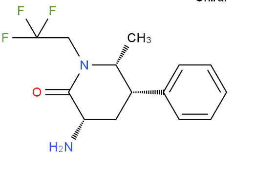 2-Piperidinone, 3-amino-6-methyl-5-phenyl-1-(2,2,2-trifluoroethyl)-, (3S,5S,6R)-,2-Piperidinone, 3-amino-6-methyl-5-phenyl-1-(2,2,2-trifluoroethyl)-, (3S,5S,6R)-