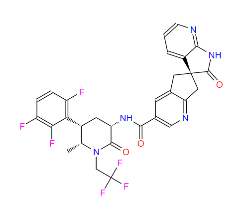 MK-8031,(S)—N-((3S,5S,6R)-6-methyl-2-oxo-1-(2,2,2-trifluoroethyl)-5-(2,3,6-trifluorophenyl)piperidin-3-yl)-2’-oxo-1’,2’,5,7-tetrahydrospiro[cyclopenta[b]pyridine-6,3’-pyrrolo[2,3-b]pyridine]-3-carboxamide