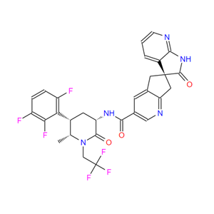 MK-8031,(S)—N-((3S,5S,6R)-6-methyl-2-oxo-1-(2,2,2-trifluoroethyl)-5-(2,3,6-trifluorophenyl)piperidin-3-yl)-2’-oxo-1’,2’,5,7-tetrahydrospiro[cyclopenta[b]pyridine-6,3’-pyrrolo[2,3-b]pyridine]-3-carboxamide