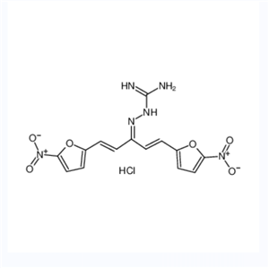 硝呋烯腙盐酸盐,3-[3-(5-nitro-2-furyl)-1-[2-(5-nitro-2-furyl)vinyl]allylidene]carbazamidine monohydrochloride