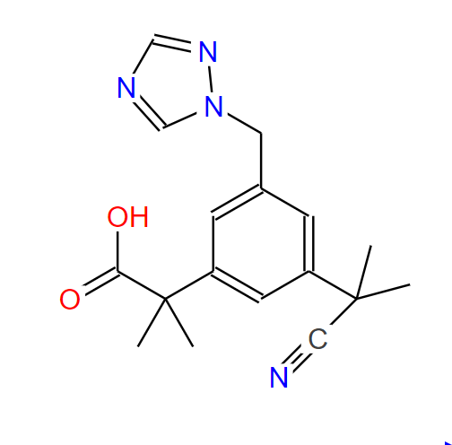阿那曲唑杂质3,Anastrozole IMpurity (3-(1-Cyano-1-Methylethyl)-alfa,alfa-diMethyl-5-(1H-,1,2,4-triazole-1-ylMethyl)-benzeneacetic acid)