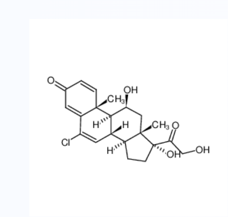 氯泼尼醇,(8S,9S,10R,11S,13S,14S,17R)-6-chloro-11,17-dihydroxy-17-(2-hydroxyacetyl)-10,13-dimethyl-9,11,12,14,15,16-hexahydro-8H-cyclopenta[a]phenanthren-3-one