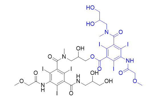 碘普羅胺雜質(zhì)16,3-(3-((2,3-dihydroxypropyl)carbamoyl)-2,4,6-triiodo-5- (2-methoxyacetamido)-N-methylbenzamido)-2-hydroxypropyl 3-((2,3-dihydroxypropyl)(methyl)carbamoyl)-2,4,6-triiodo-5- (2-methoxyacetamido)benzoate