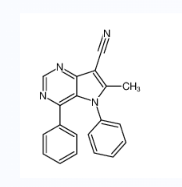 6-methyl-4,5-diphenylpyrrolo[3,2-d]pyrimidine-7-carbonitrile,6-methyl-4,5-diphenylpyrrolo[3,2-d]pyrimidine-7-carbonitrile