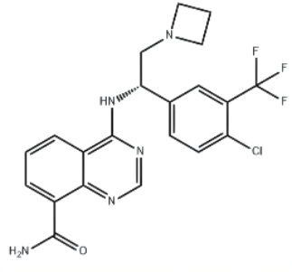 (S)-4-(2-(azetidin-1-yl)-1-(4-chloro-3-(trifluoromethyl)phenyl)ethylamino)quinazoline-8-carboxamide