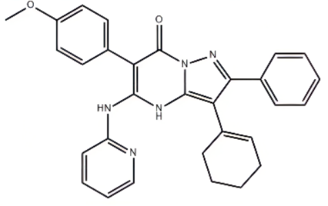 Pyrazolo[1,5-a]pyrimidin-7(4H)-one, 3-(1-cyclohexen-1-yl)-6-(4-methoxyphenyl)-2-phenyl-5-(2-pyridinylamino)-