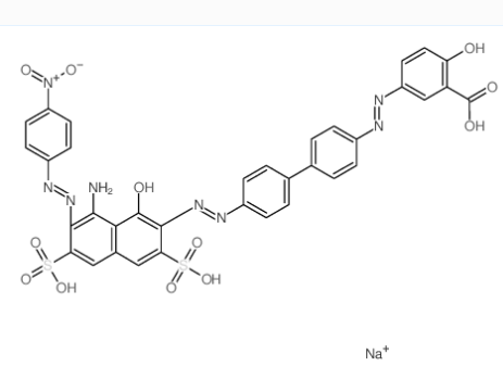 二氨基绿B,Benzoic acid,5-[2-[4'-[2-[8-amino-1-hydroxy-7-[2-(4-nitrophenyl)diazenyl]-3,6-disulfo-2-naphthalenyl]diazenyl][1,1'-biphenyl]-4-yl]diazenyl]-2-hydroxy-,sodium salt (1:3)