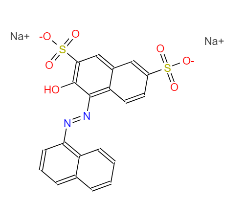 波爾多紅,2,7-Naphthalenedisulfonicacid, 3-hydroxy-4-[2-(1-naphthalenyl)diazenyl]-, sodium salt (1:2)