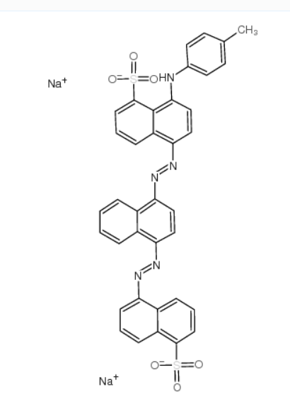 考馬斯固黑G,disodium 5-[[4-[(5-sulphonato-1-naphthyl)azo]-1-naphthyl]azo]-8-(p-tolylamino)naphthalene-1-sulphonate