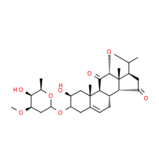 3-[(2,6-dideoxy-3β-O-methyl-lyxo-hexopyranosyl)oxy]-12α,20-epoxy-2β-hydroxy-14β,17α-pregn-5-ene-11,1,3-[(2,6-dideoxy-3β-O-methyl-lyxo-hexopyranosyl)oxy]-12α,20-epoxy-2β-hydroxy-14β,17α-pregn-5-ene-11,15-dione