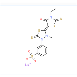 sodium m-[5-(3-ethyl-4-oxo-2-thioxo-5-thiazolidinylidene)-4-methyl-2-thioxo-1,3,4-thiadiazolidin-3-y,sodium m-[5-(3-ethyl-4-oxo-2-thioxo-5-thiazolidinylidene)-4-methyl-2-thioxo-1,3,4-thiadiazolidin-3-yl]benzenesulphonate