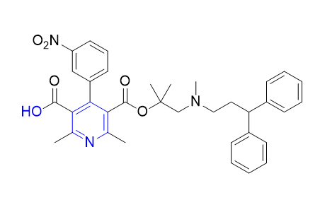 乐卡地平杂质03,5-(((1-((3,3-diphenylpropyl)(methyl)amino)-2-methylpropan-2-yl)oxy)carbonyl)-2,6-dimethyl-4-(3-nitrophenyl)nicotinic acid