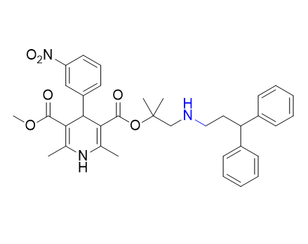 乐卡地平杂质06,3-(1-((3,3-diphenylpropyl)amino)-2-methylpropan-2-yl) 5-methyl 2,6-dimethyl-4-(3-nitrophenyl)-1,4-dihydropyridine-3,5-dicarboxylate