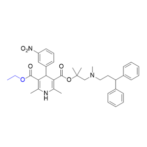 乐卡地平杂质01,3-(1-((3,3-diphenylpropyl)(methyl)amino)-2-methylpropan-2-yl) 5-ethyl 2,6-dimethyl-4-(3-nitrophenyl)-1,4-dihydropyridine-3,5-dicarboxylate