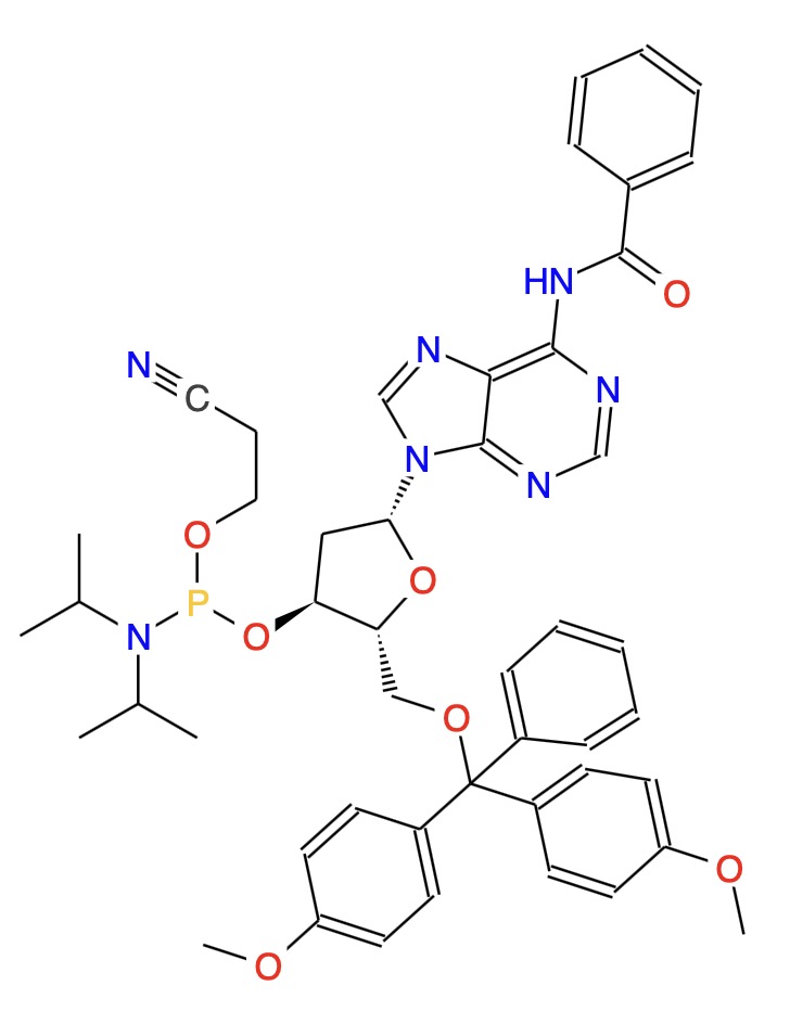 5'-O-(4,4'-二甲氧基三苯基)-N6-苯甲酰基-2'-脱氧腺苷-3'-(2-氰乙基-N,N-二异丙基)亚磷酰胺,5'-O-(4,4'-Dimethoxytrityl)-N6-benzoyl-2'-deoxyadenosine-3'-(2-cyanoethyl-N,N-diisopropyl)phosphoramidite