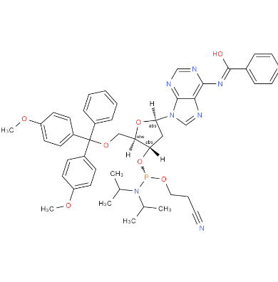 5'-O-(4,4'-二甲氧基三苯基)-N6-苯甲酰基-2'-脱氧腺苷-3'-(2-氰乙基-N,N-二异丙基)亚磷酰胺,5'-O-(4,4'-Dimethoxytrityl)-N6-benzoyl-2'-deoxyadenosine-3'-(2-cyanoethyl-N,N-diisopropyl)phosphoramidite