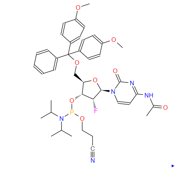 N-乙酰基-5'-O-(4,4-二甲氧基三苯甲基)-2'-脱氧-2'-氟胞苷-3'-(2-氰基乙基-N,N-二异丙基)亚磷酰胺 5级,2'-F-Ac-dCPhosphoramidite