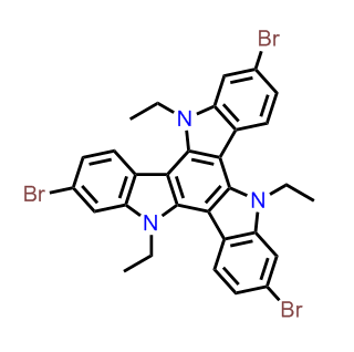 2,7,12-tribromo-5,10,15-triethyl-10,15-dihydro-5H-diindolo[3,2-a:3',2'-c]carbazole,2,7,12-tribromo-5,10,15-triethyl-10,15-dihydro-5H-diindolo[3,2-a:3',2'-c]carbazole