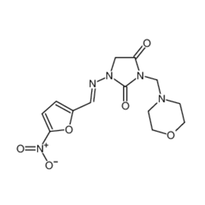 硝呋复林,3-(morpholin-4-ylmethyl)-1-[(E)-(5-nitrofuran-2-yl)methylideneamino]imidazolidine-2,4-dione