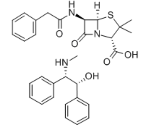 4-Thia-1-azabicyclo[3.2.0]heptane-2-carboxylic acid, 3,3-dimethyl-7-oxo-6-[(phenylacetyl)amino]- [2,4-Thia-1-azabicyclo[3.2.0]heptane-2-carboxylic acid, 3,3-dimethyl-7-oxo-6-[(phenylacetyl)amino]- [2S-(2alpha,5alpha,6beta)]-, compd. with [R-(R*,S*)]