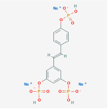 trisodium,[4-[(E)-2-[3,5-bis[[hydroxy(oxido)phosphoryl]oxy]phenyl]ethenyl]phenyl] hydrogen phosphate,trisodium,[4-[(E)-2-[3,5-bis[[hydroxy(oxido)phosphoryl]oxy]phenyl]ethenyl]phenyl] hydrogen phosphate