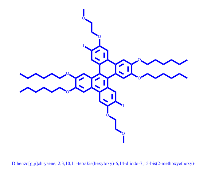 Dibenzo[g,p]chrysene, 2,3,10,11-tetrakis(hexyloxy)-6,14-diiodo-7,15-bis(2-methoxyethoxy)-,Dibenzo[g,p]chrysene, 2,3,10,11-tetrakis(hexyloxy)-6,14-diiodo-7,15-bis(2-methoxyethoxy)-