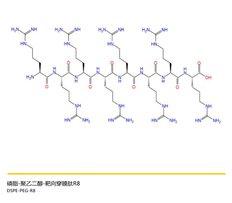 磷脂-聚乙二醇-靶向穿膜肽R8,DSPE-PEG-R8