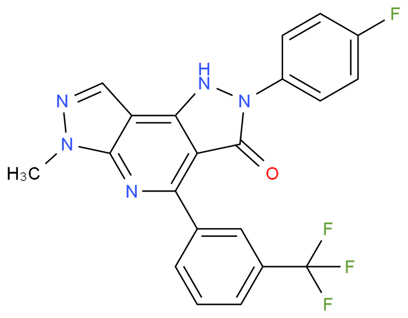 2-(4-fluorophenyl)-6-methyl-4-(3-(trifluoromethyl)phenyl)-1,2-dihydrodipyrazolo[3,4-b:3',4'-d]pyridin-3(6H)-one,2-(4-fluorophenyl)-6-methyl-4-(3-(trifluoromethyl)phenyl)-1,2-dihydrodipyrazolo[3,4-b:3',4'-d]pyridin-3(6H)-one