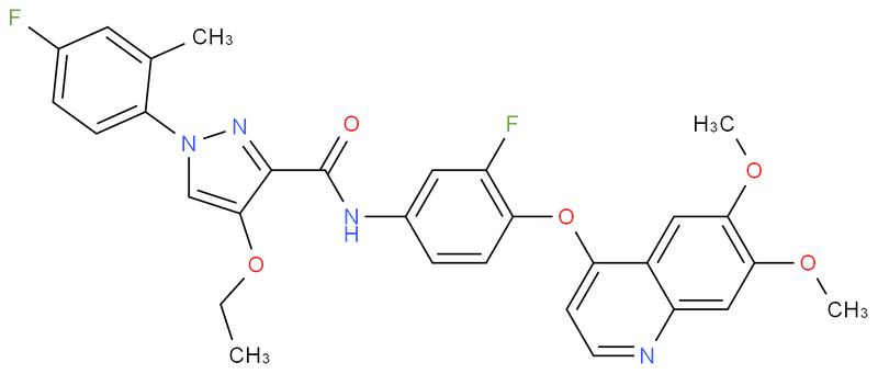 LDC1267,N-[4-[(6,7-dimethoxy-4-quinolyl)oxy]-3-fluoro-phenyl]-4-ethoxy-1-(4-fluoro-2-methyl-phenyl)pyrazole-3-carboxamide