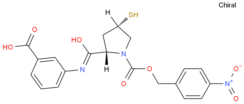 厄他培南侧链,3-[[[(2S,4S)-4-Mercapto-1-(4-nitrobenzyloxy)carbonyl-2-pyrrolidinyl]carbonyl]amino]benzoic acid