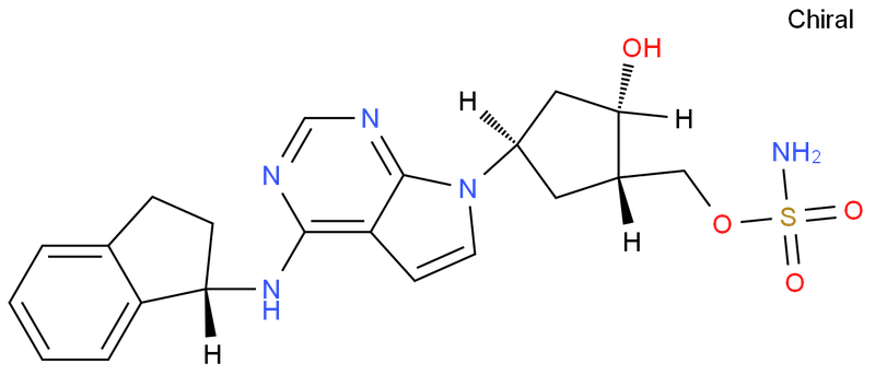 MLN-4924,((1S,2S,4R)-4-(4-(((S)-2,3-dihydro-1H-inden-1-yl)amino)-7H-pyrrolo[2,3-d]pyrimidin-7-yl)-2-hydroxycyclopentyl)methyl sulfamate