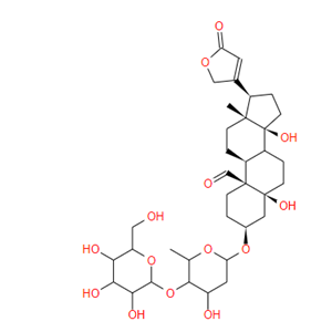 olitoriside,3β-(O4-β-D-glucopyranosyl-β-D-xylo-2,6-dideoxy-hexopyranosyloxy)-5,14-dihydroxy-19-oxo-5β,14β-card-20(22)-enolide