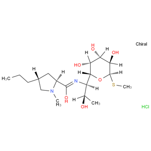 盐酸林可霉素/盐酸林肯霉素/盐酸洁霉素/6-(1-甲-反-丙基-L-2-吡咯烷甲酰氨基)-1-硫代-6,8-二脱氧-D-赤式-a-D-半乳辛吡喃糖苷盐酸/(2S,4R)-N-{(1S)-2-羟基-1-[(2S,3R,4S,5R,6R)-3,4,5-三羟基-6-(甲硫基)-四氢-2H-2-吡喃基]丙基}-1-甲基-4-丙基吡咯烷-2-甲酰胺盐酸盐